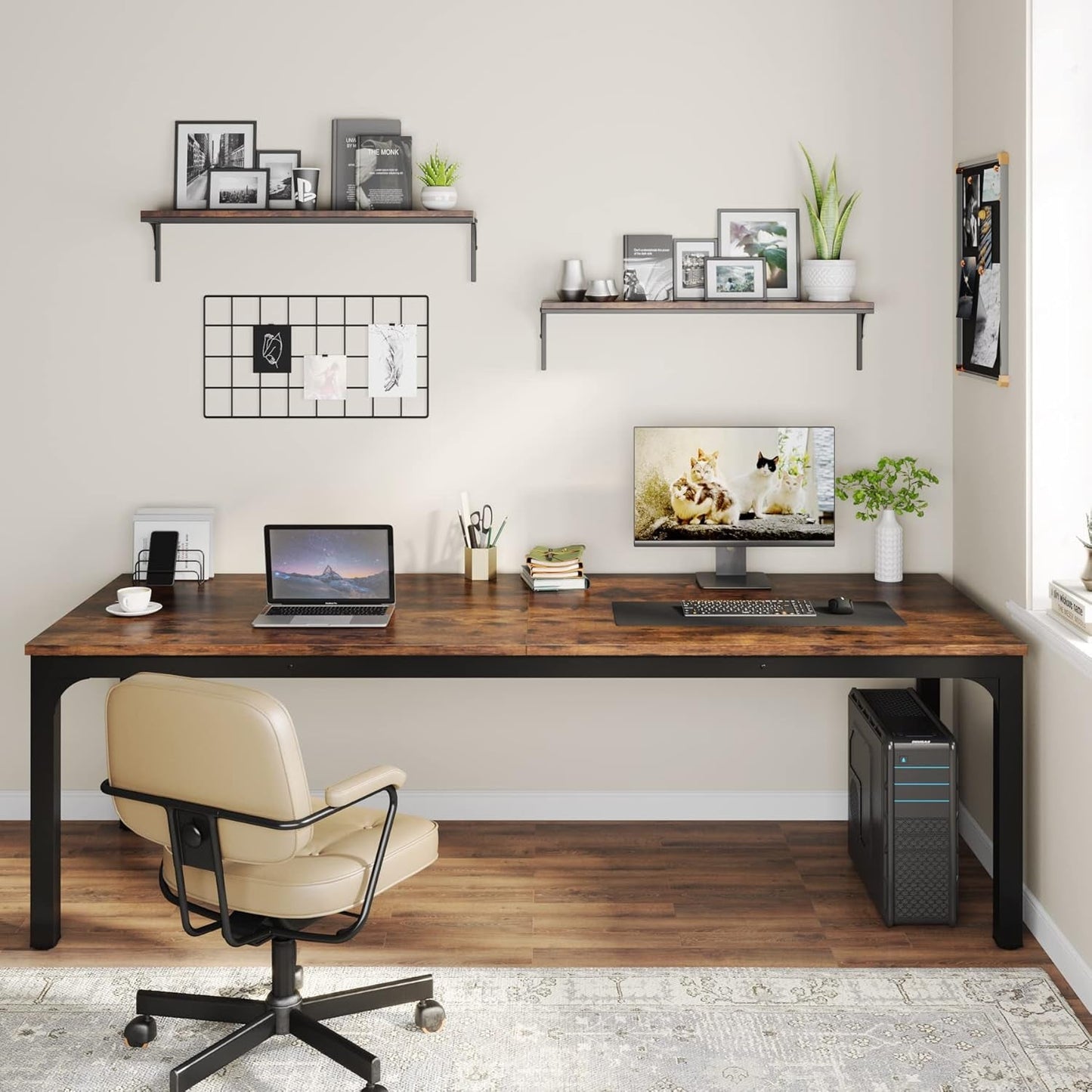78 Inch Extra Long Two Person Computer Desk For Home Office