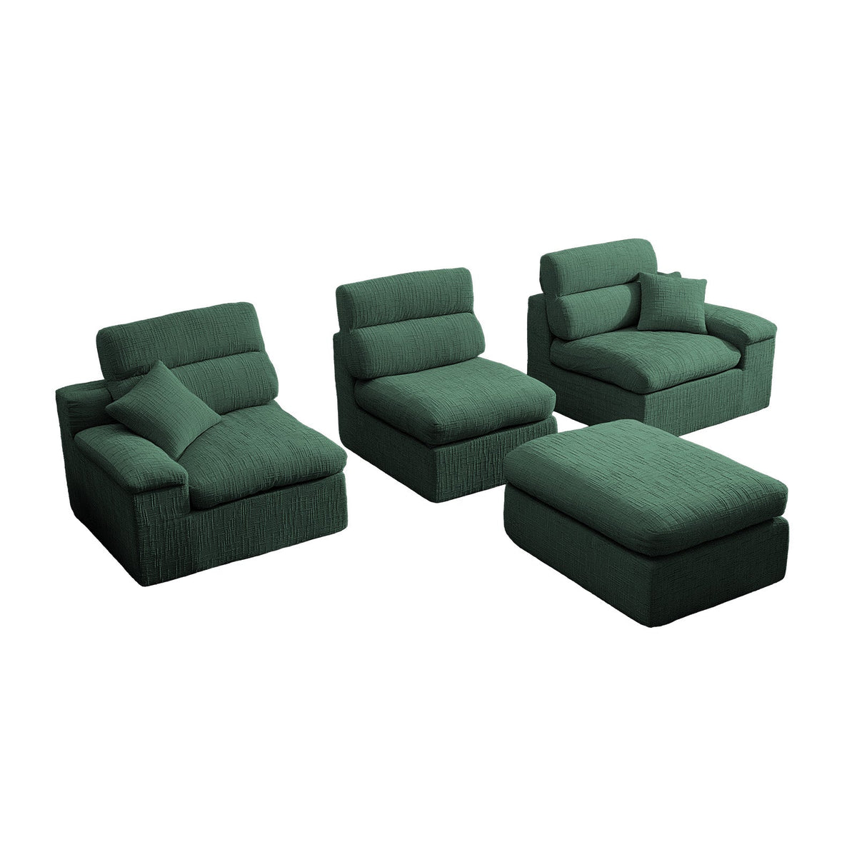 Corner Chaise Sofa with High Backrest - Green