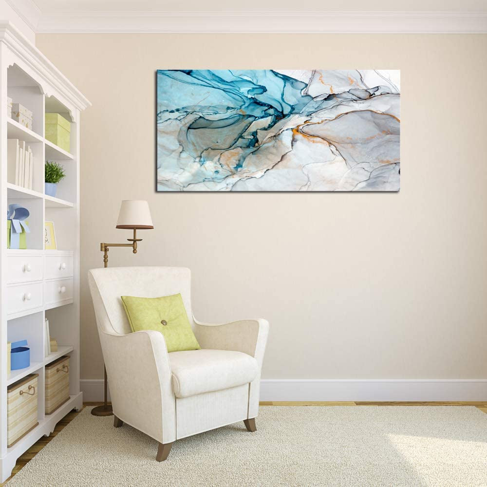 Framed Large 28x56 Inch Abstract Wall Art Giclée Print displayed in a stylish living room setting.