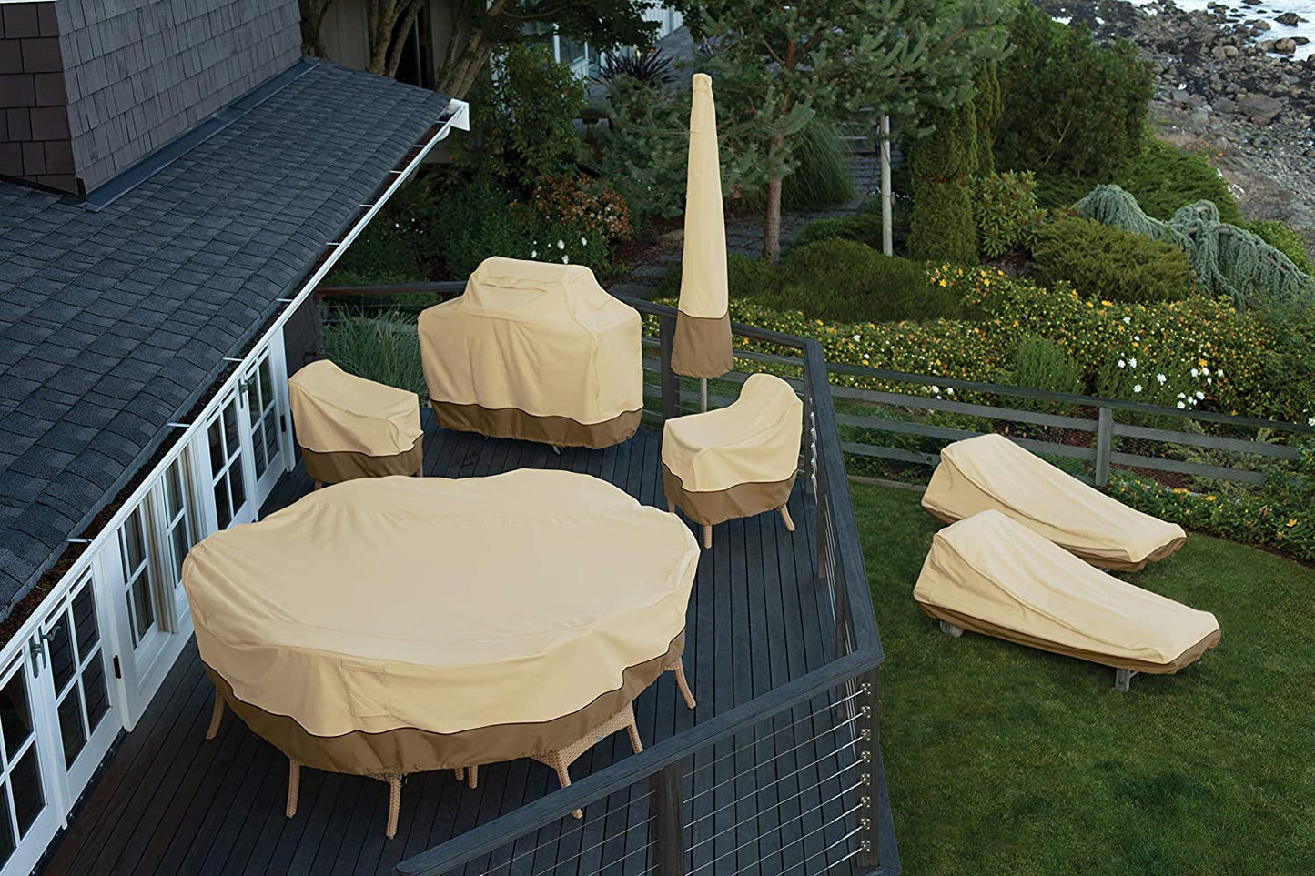 Waterproof 13ft Offset Umbrella and Frame Cover Set