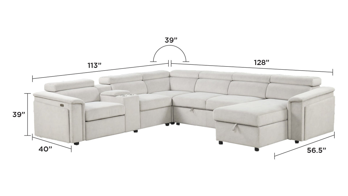 Harvey Modern Style Power Recliner Sleeper Sectional Sofa