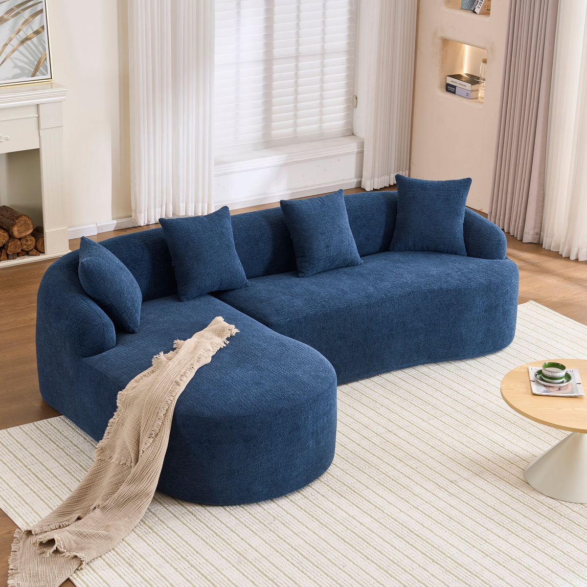 Compression Sponge L-Shape Sectional Sofa with Curved Chaise