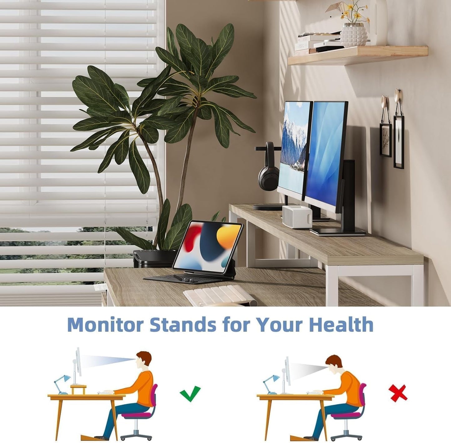 67 nch White Walnut Computer Desk With LED Lighting