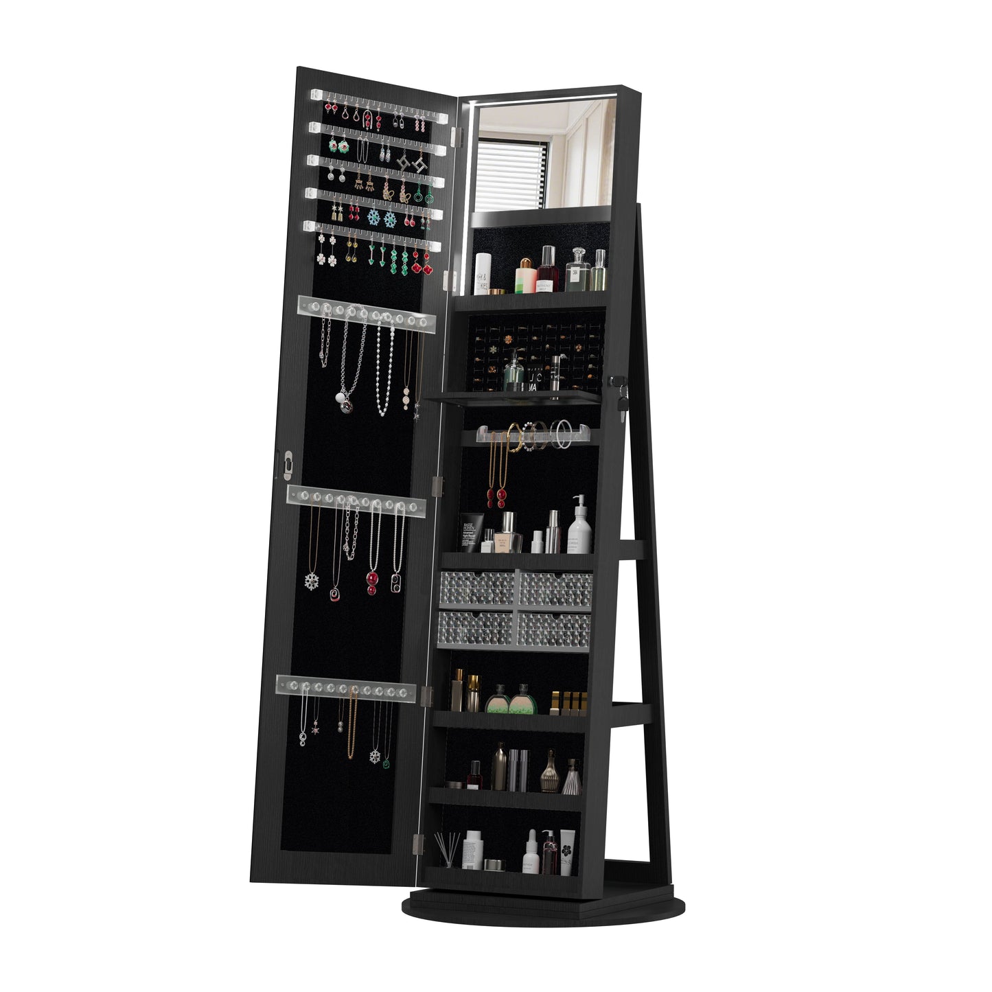 360° Swivel Jewelry Cabinet with Full Length Mirror
