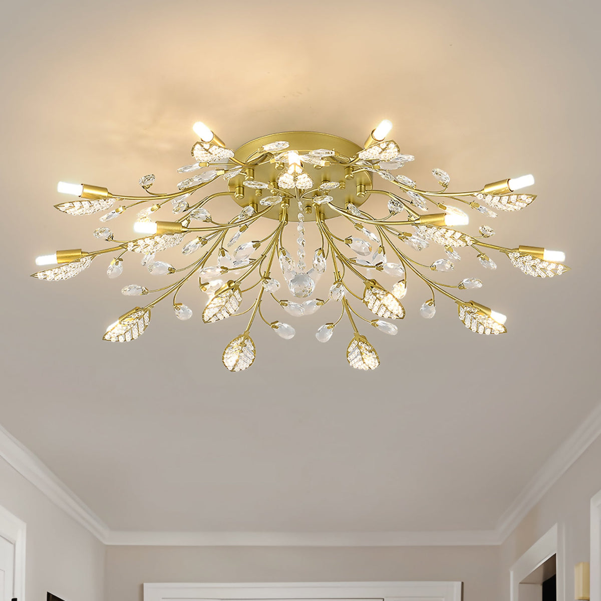 15-Light Chandelier Crystal Ceiling Lamp