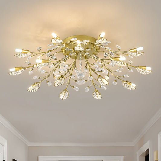 15-Light Chandelier Crystal Ceiling Lamp