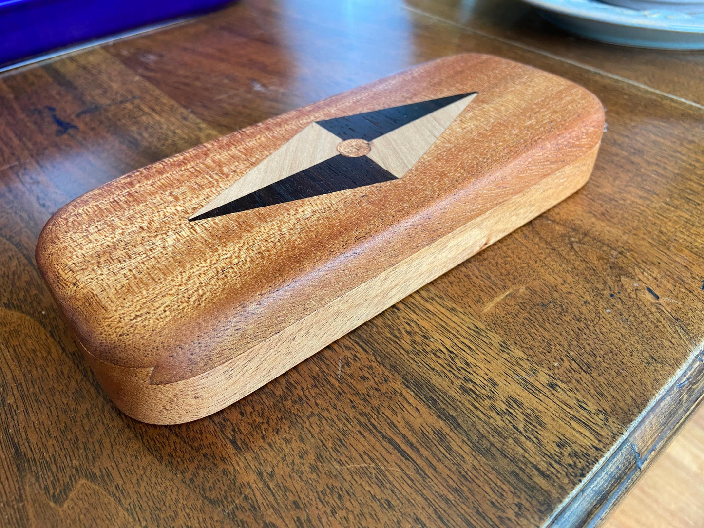 Handcrafted Keepsake Box/Wood Inlay - 8.25" x 3.25"