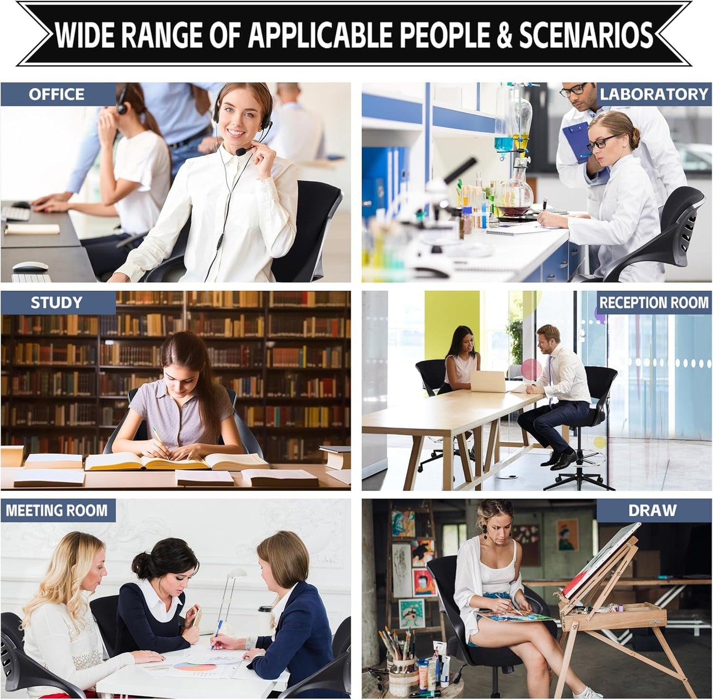 Ergonomic Drafting Chair With Lumbar Support And Foot Ring Black