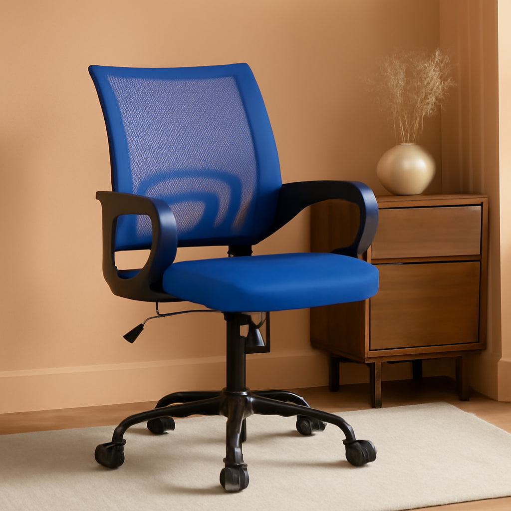 Blue Ergonomic Mesh Office Chair With Lumbar Support