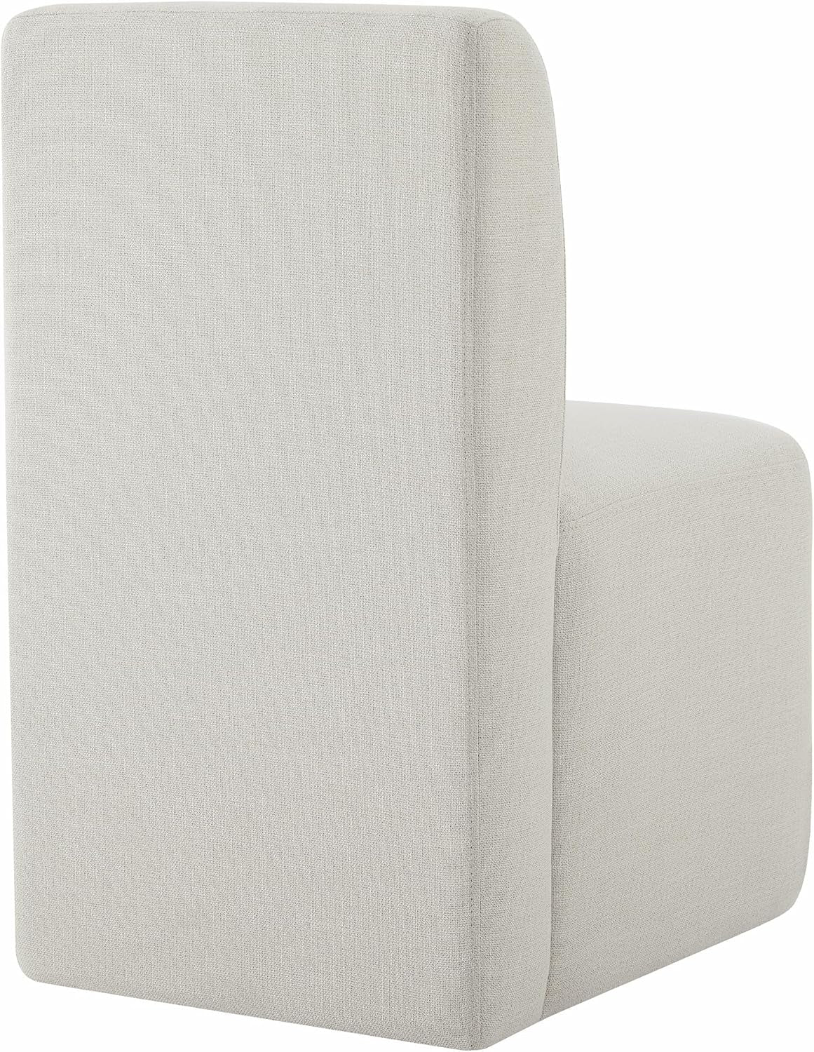 2 Linen Upholstered Armless Dining Chairs With Casters
