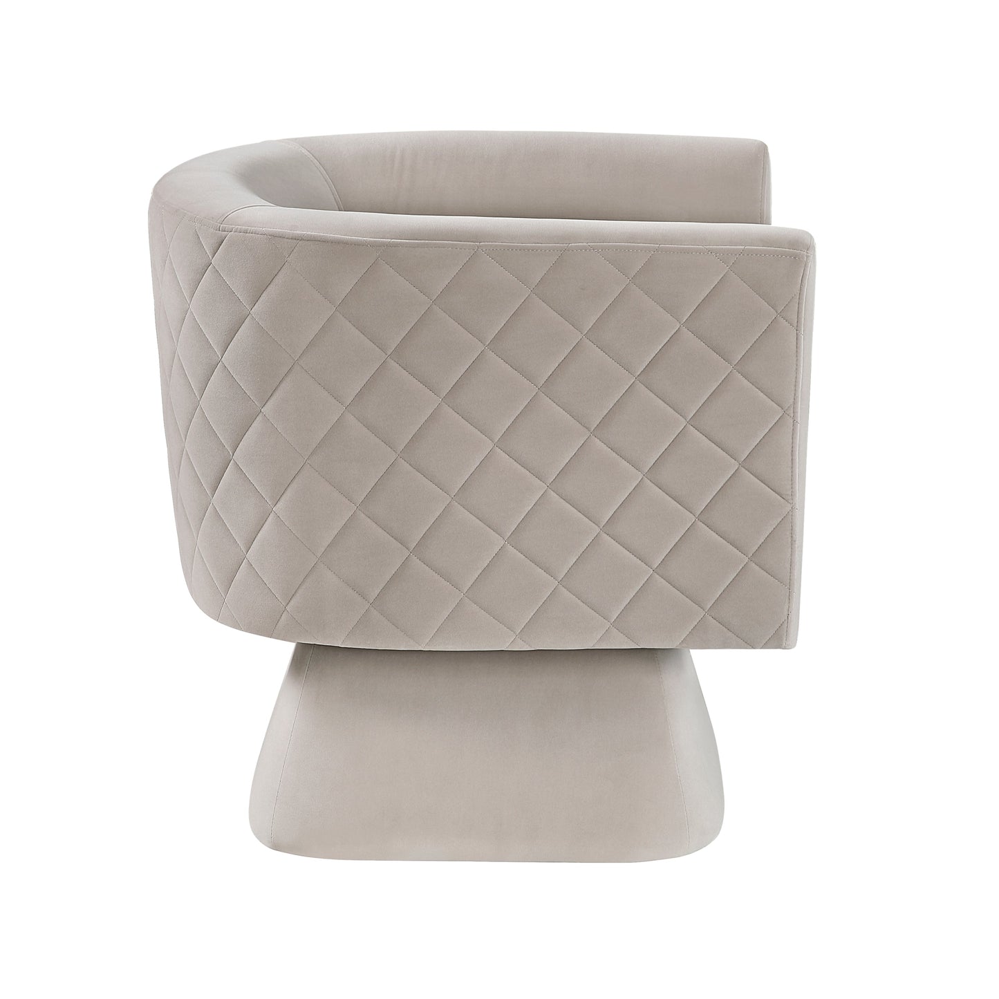 1pc Swivel Chair Taupe Velvet Fabric Upholstery Solid Wood Diamond Pattern Stitched Back Comfort Chair Living Room Furniture