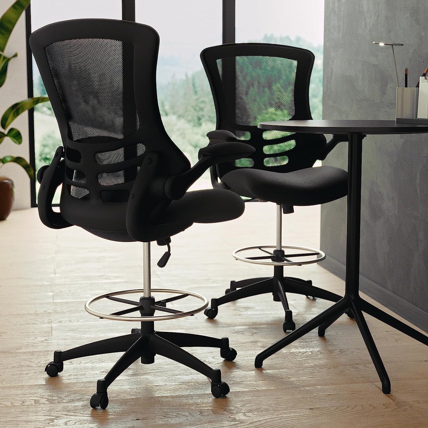 Kelista Mid Back Swivel Office Chair With Flip Up Armrests And Adjustable Height