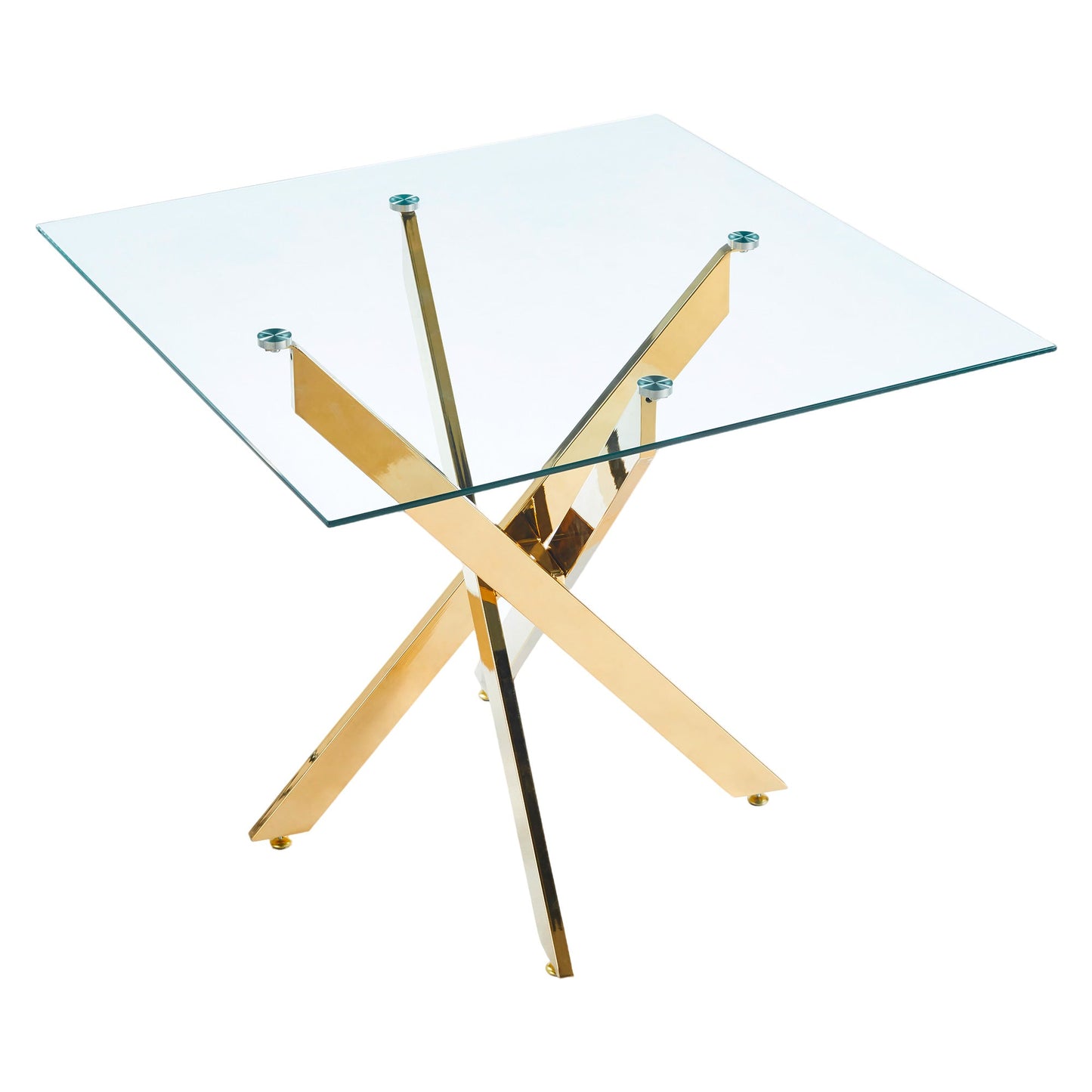 Dining Table with Cross Metal Leg and Tempered Glass