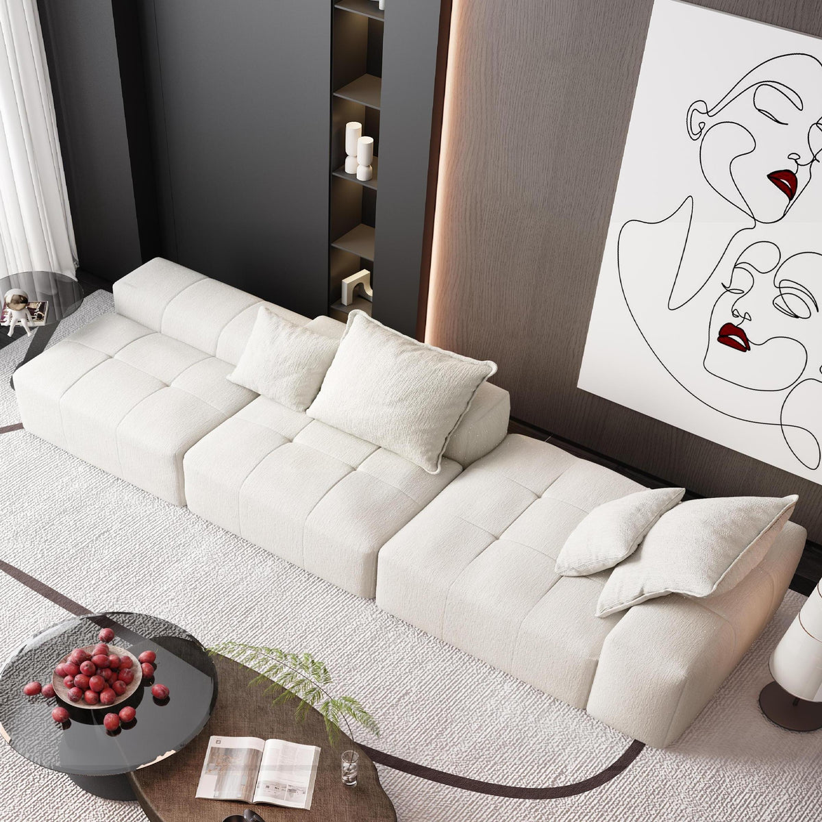 Modern Oversized Modular Sectional Sofa with Ottoman