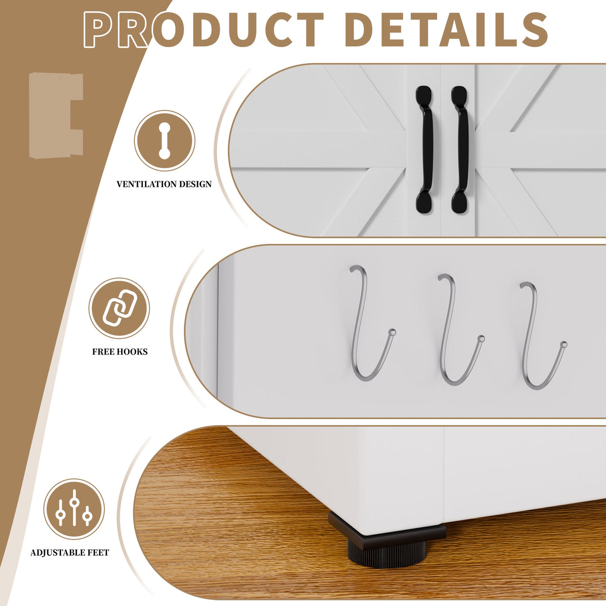 White Steel Kitchen Pantry Storage Cabinet