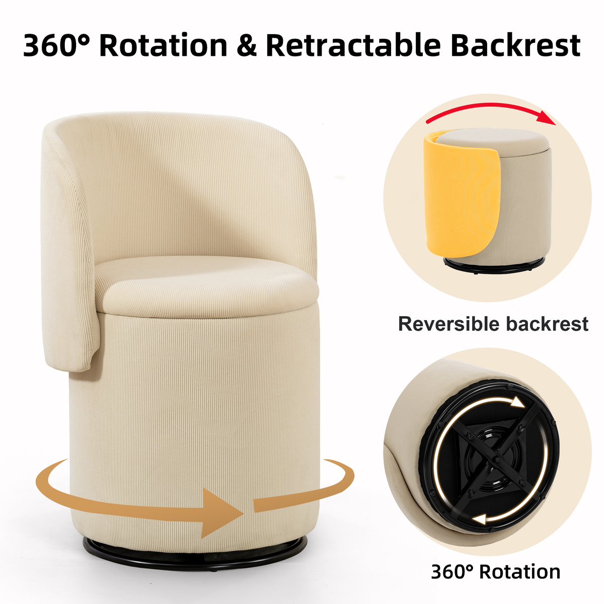 Decorative Chair with Storage & Cat Bed Stool
