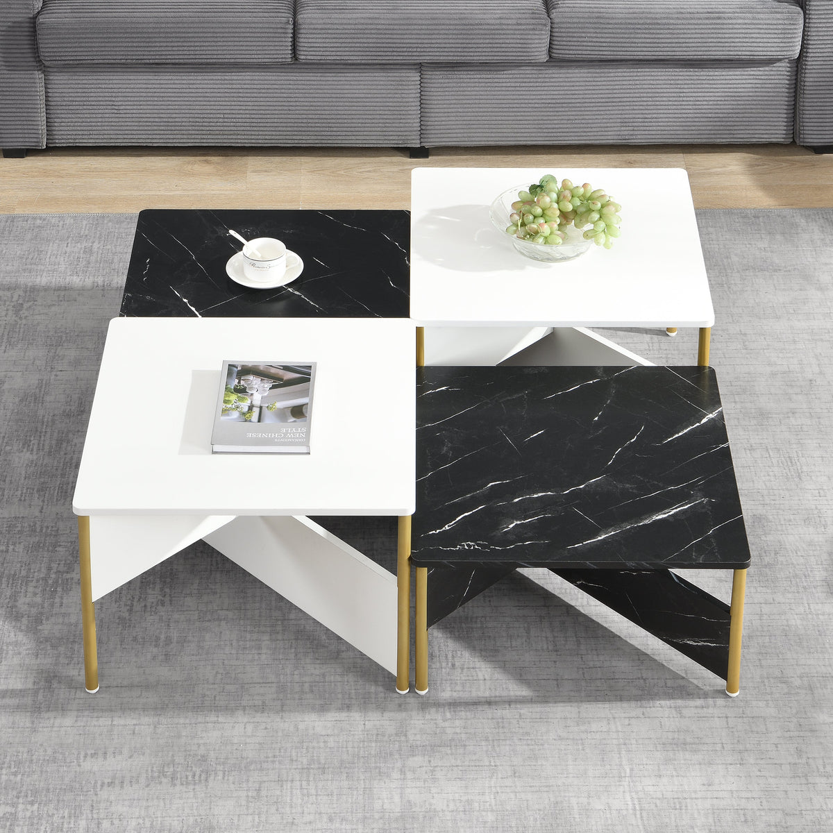 Modern Nesting Coffee Tables Set of 4 - Mid Century Modern Design