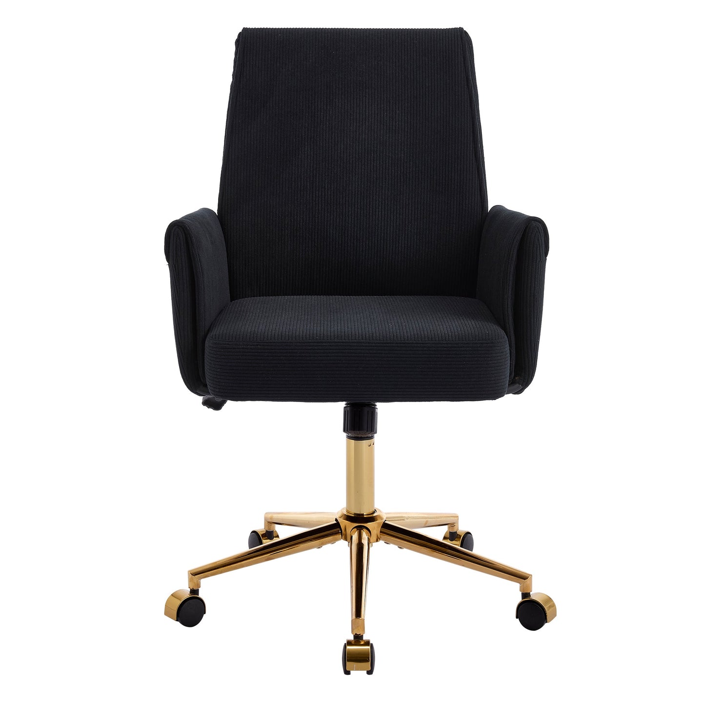 Mid-Back Liftable Office Chair - Striped Fabric - Black