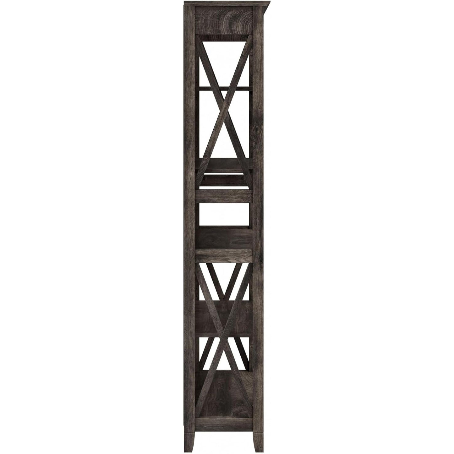 Bush Furniture Tall 5 Shelf Bookcase Dark Gray Hickory