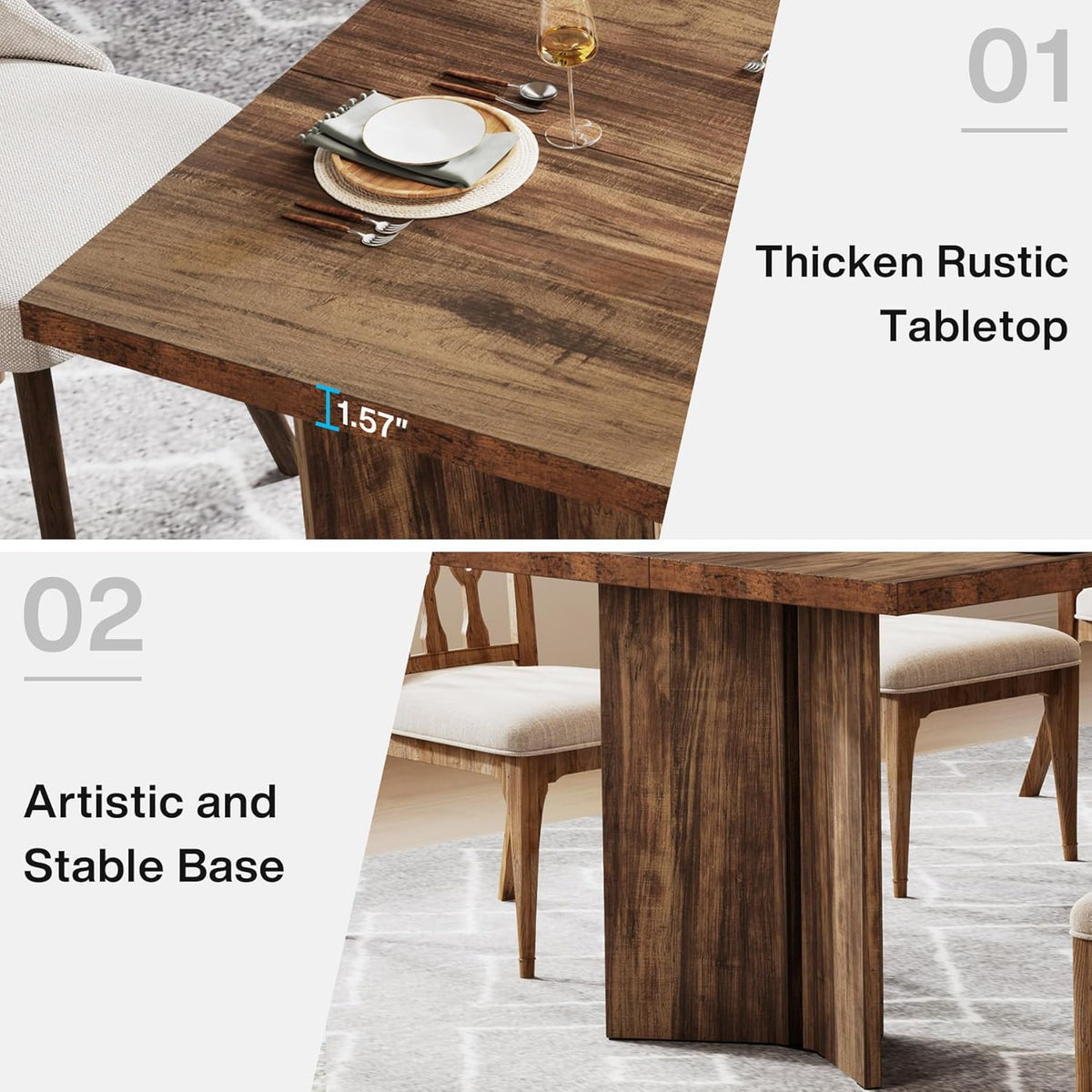 63” Farmhouse Dining Table for 4–6 People
