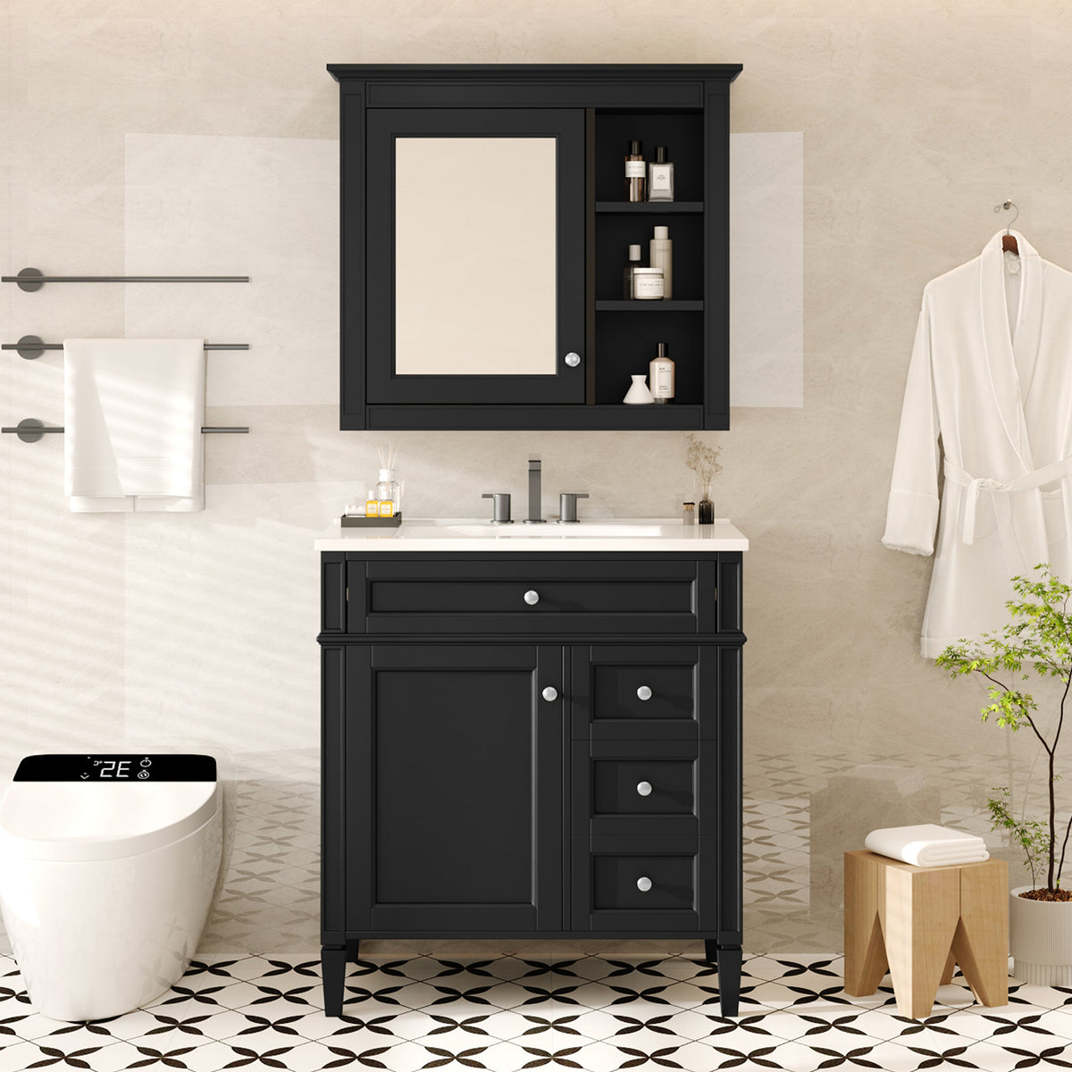 30" Bathroom Vanity with Top Sink and Storage Cabinet