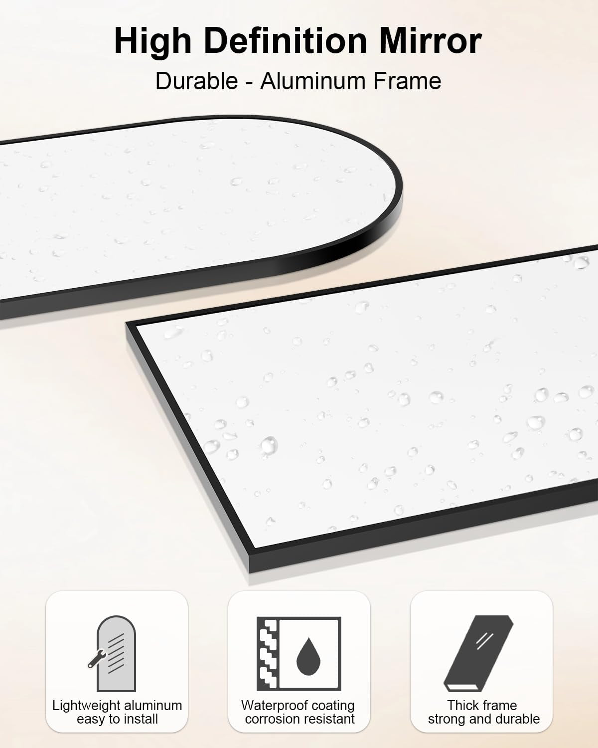 58x19 Inch Arched Floor Standing Full Length Mirror Black