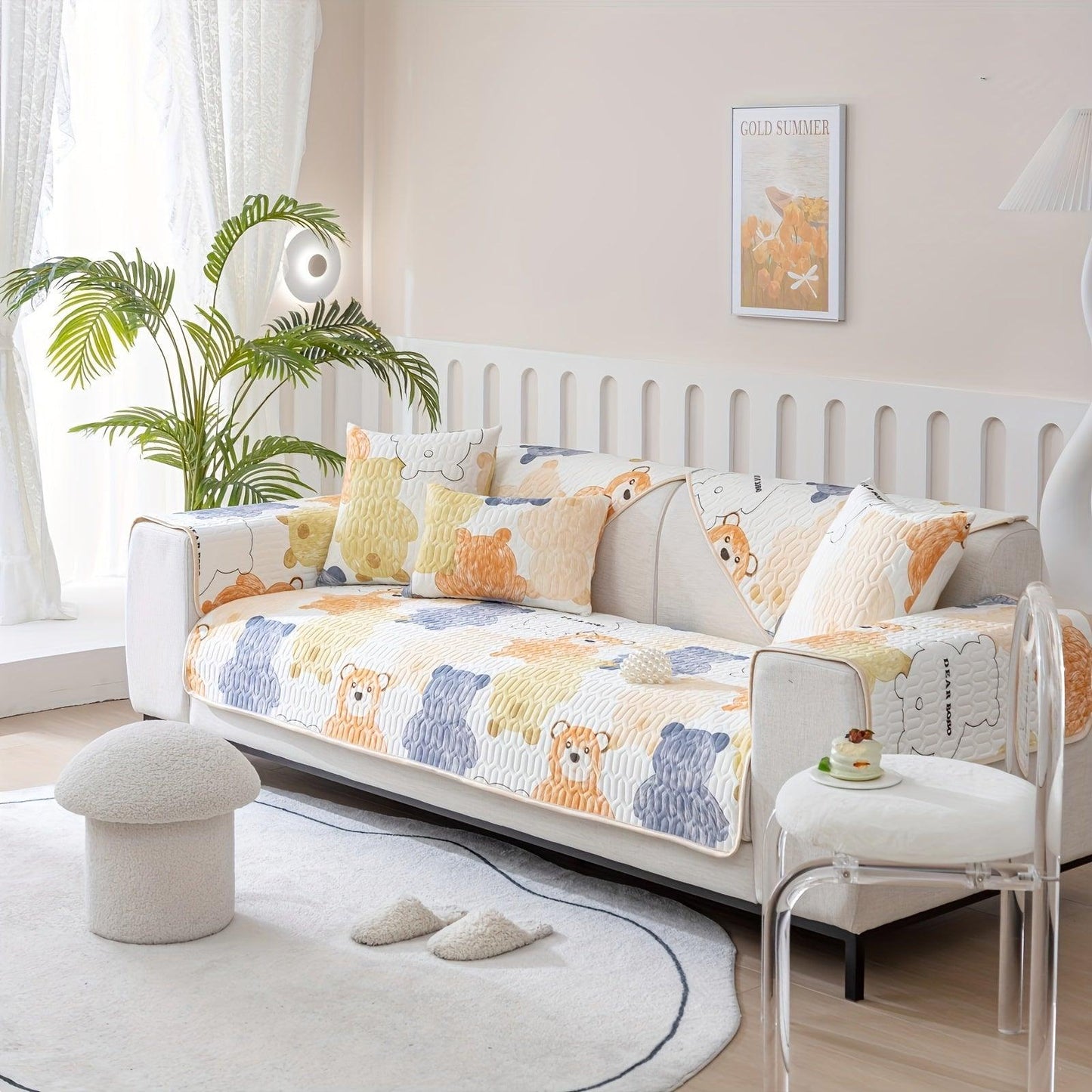 Bohemian Chic Ice Silk Sofa Cover | Extra Large Pet-Friendly Slipcover