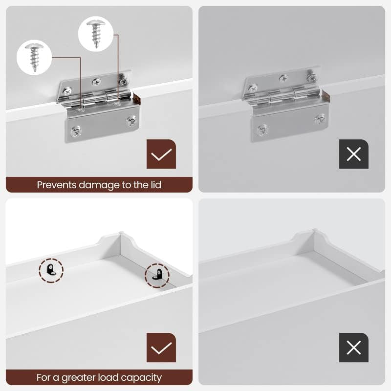 Cloud White LargeCapacity Storage Bench Hinges Chest