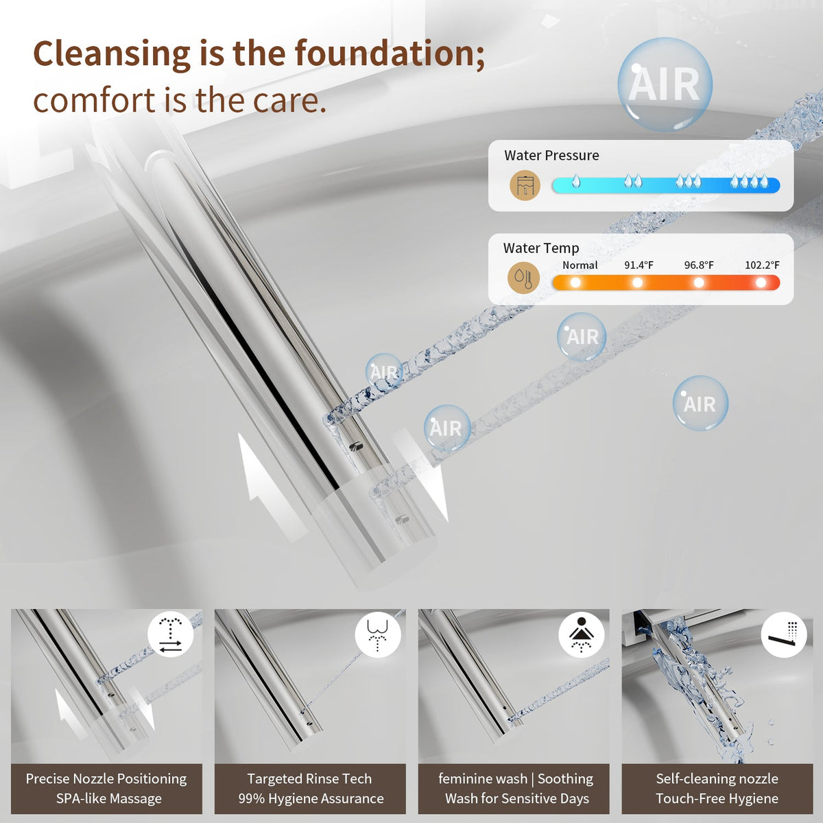 Smart Toilet Bidet Combo with Foot Sensor Open Cover/Seat