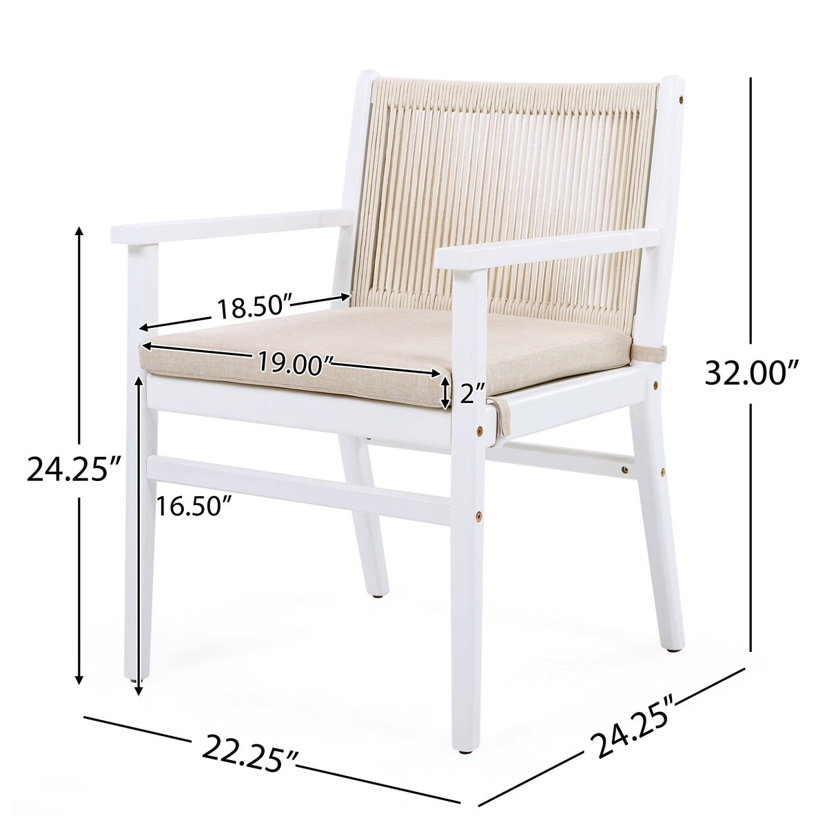 Acacia Wood Outdoor Dining Chairs Set of 2