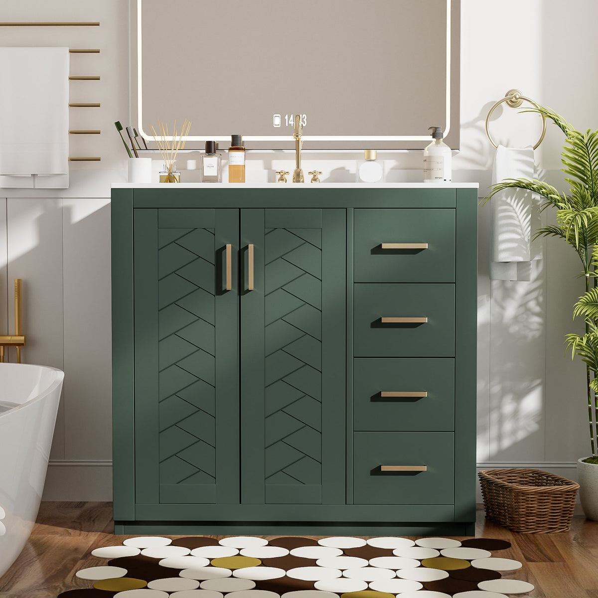 36'' Bathroom Vanity with Ceramic Sink Combo