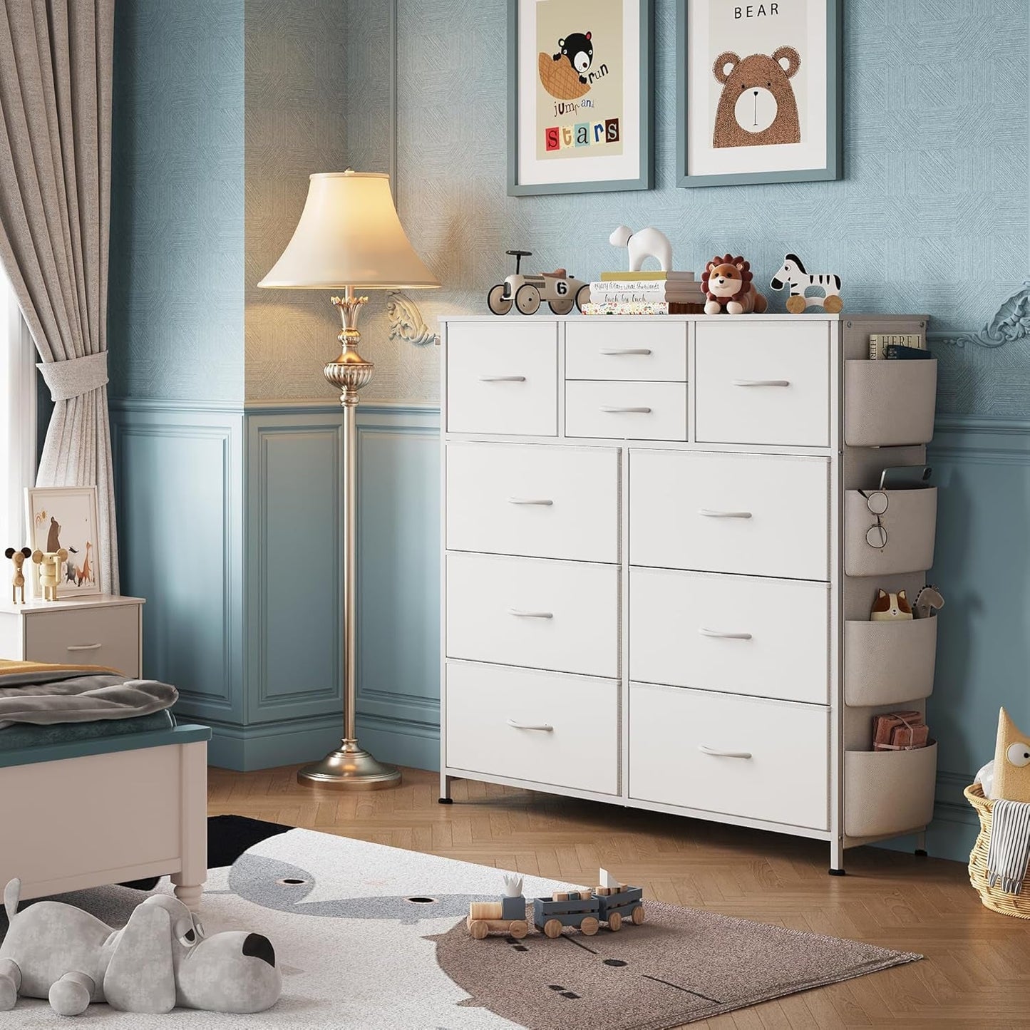 White Dresser 10 Drawer Storage Chest With Metal Frame
