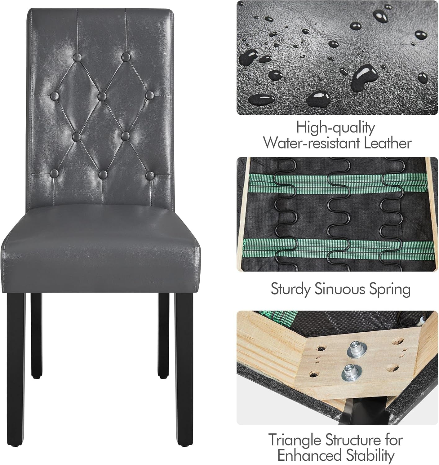 Gray Faux Leather Parsons Dining Chairs Set Of 2 High Back