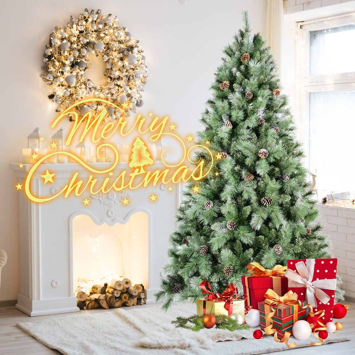 6FT Christmas Tree with 66 Pine Cones