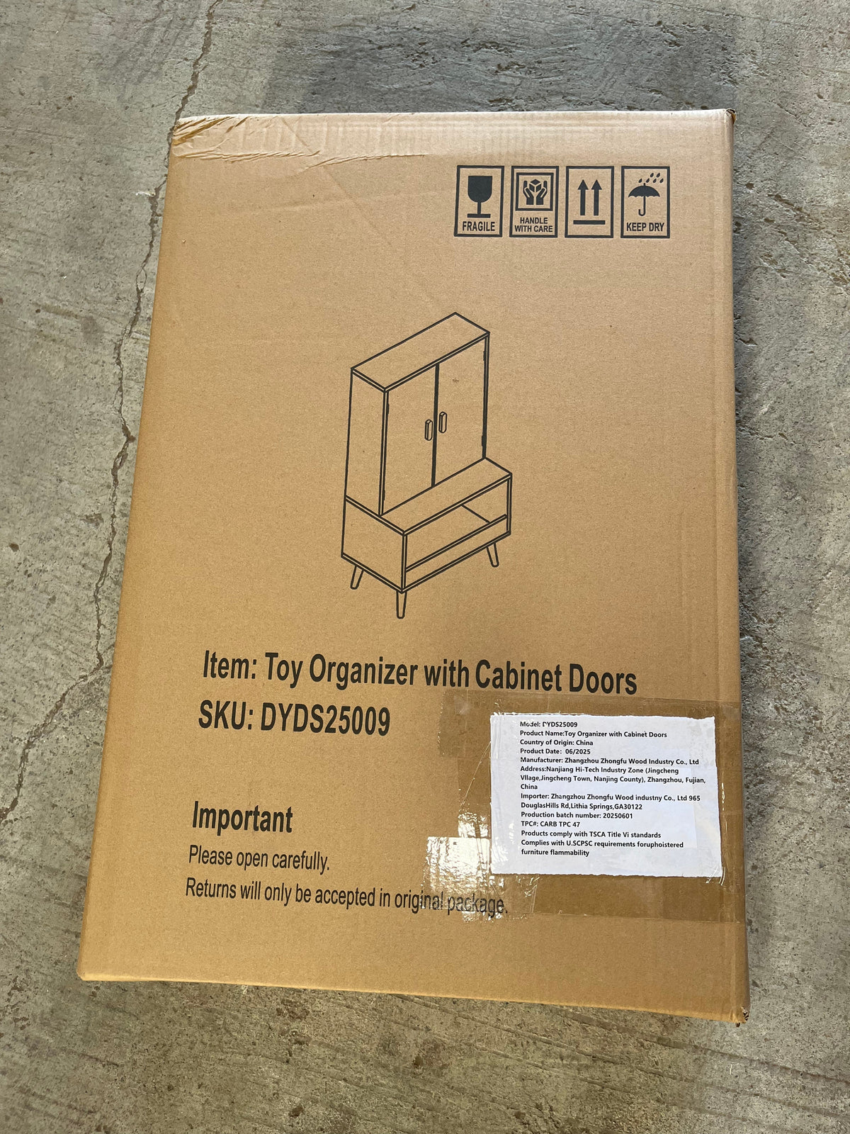 Kids Toy Storage Cabinet with Doors and Open Shelf