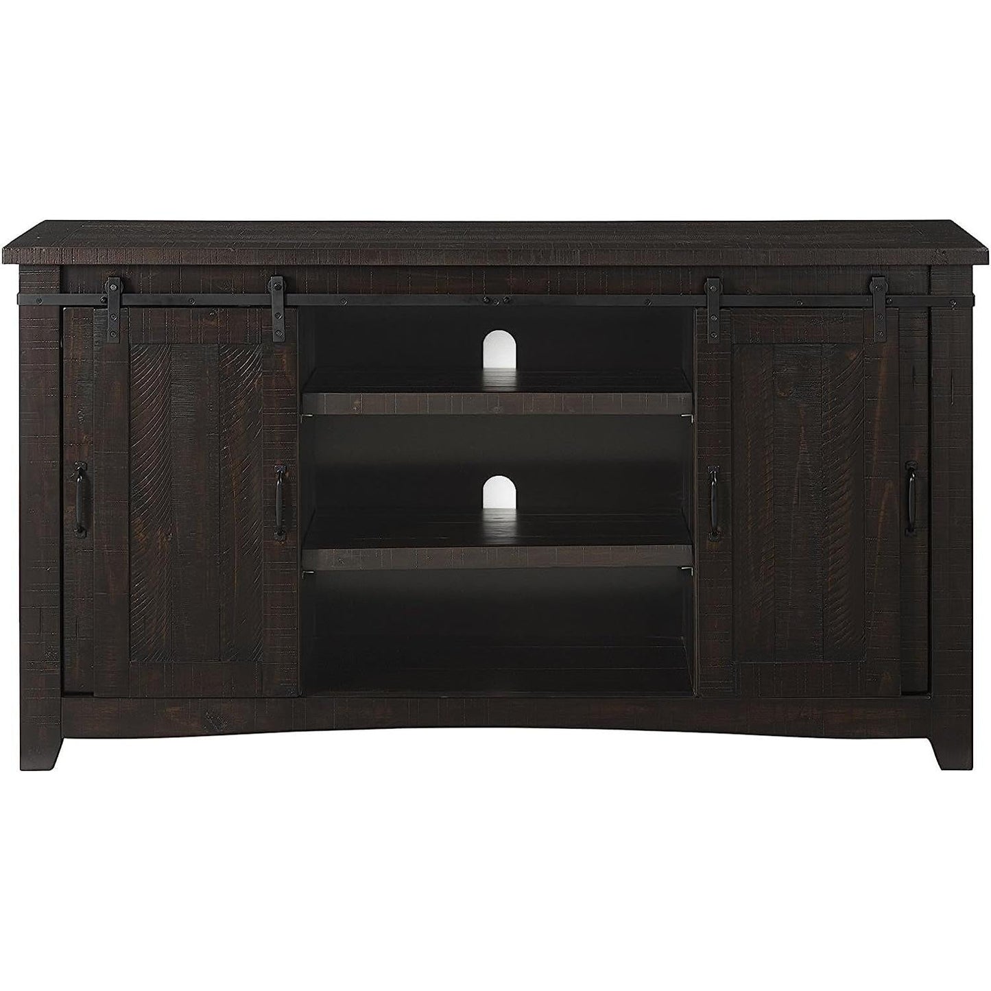 Espresso TV Stand With Sliding Barn Doors Solid Pine