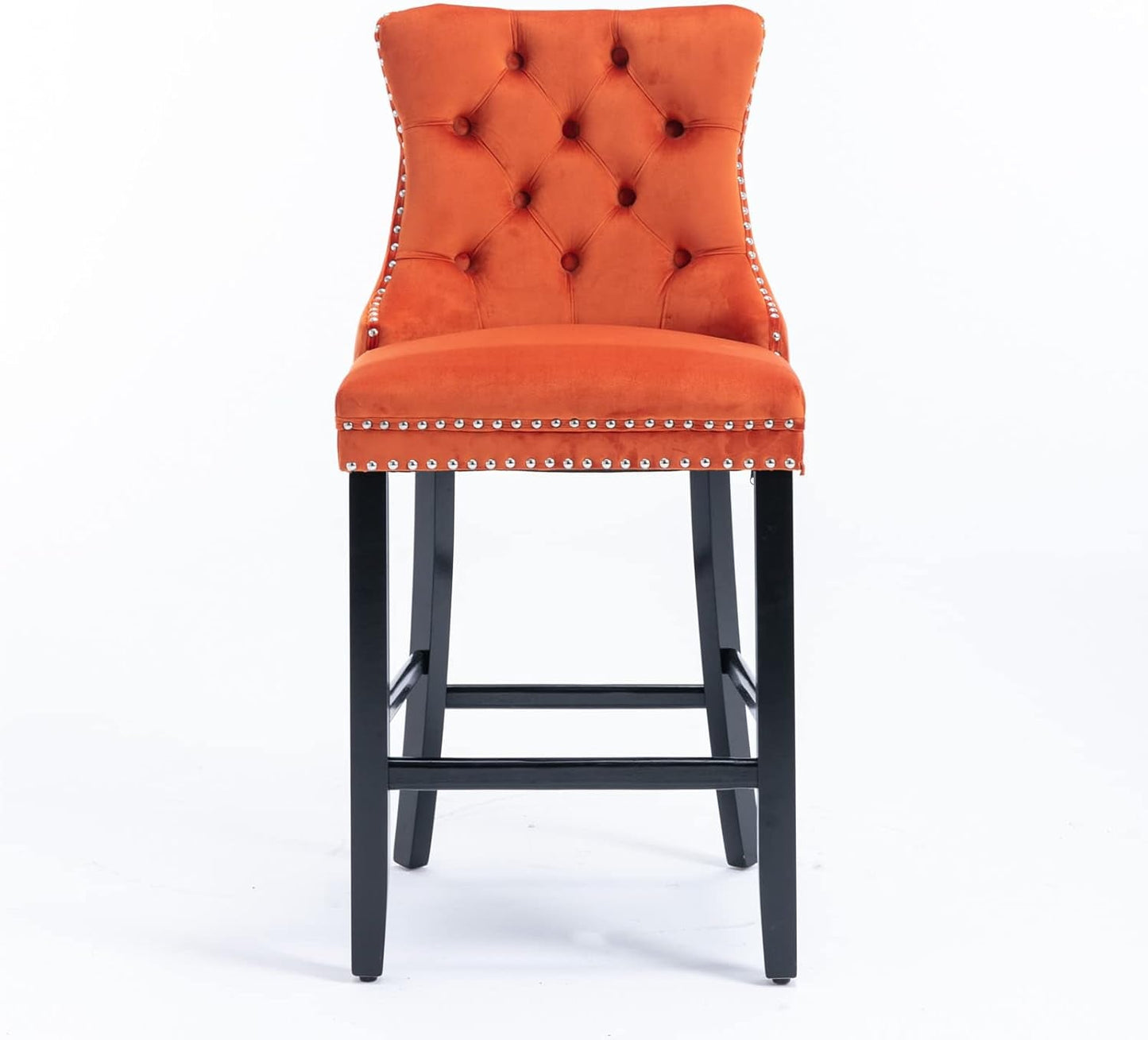 Wingback Velvet Bar Stools Set Of Two Orange Counter Height