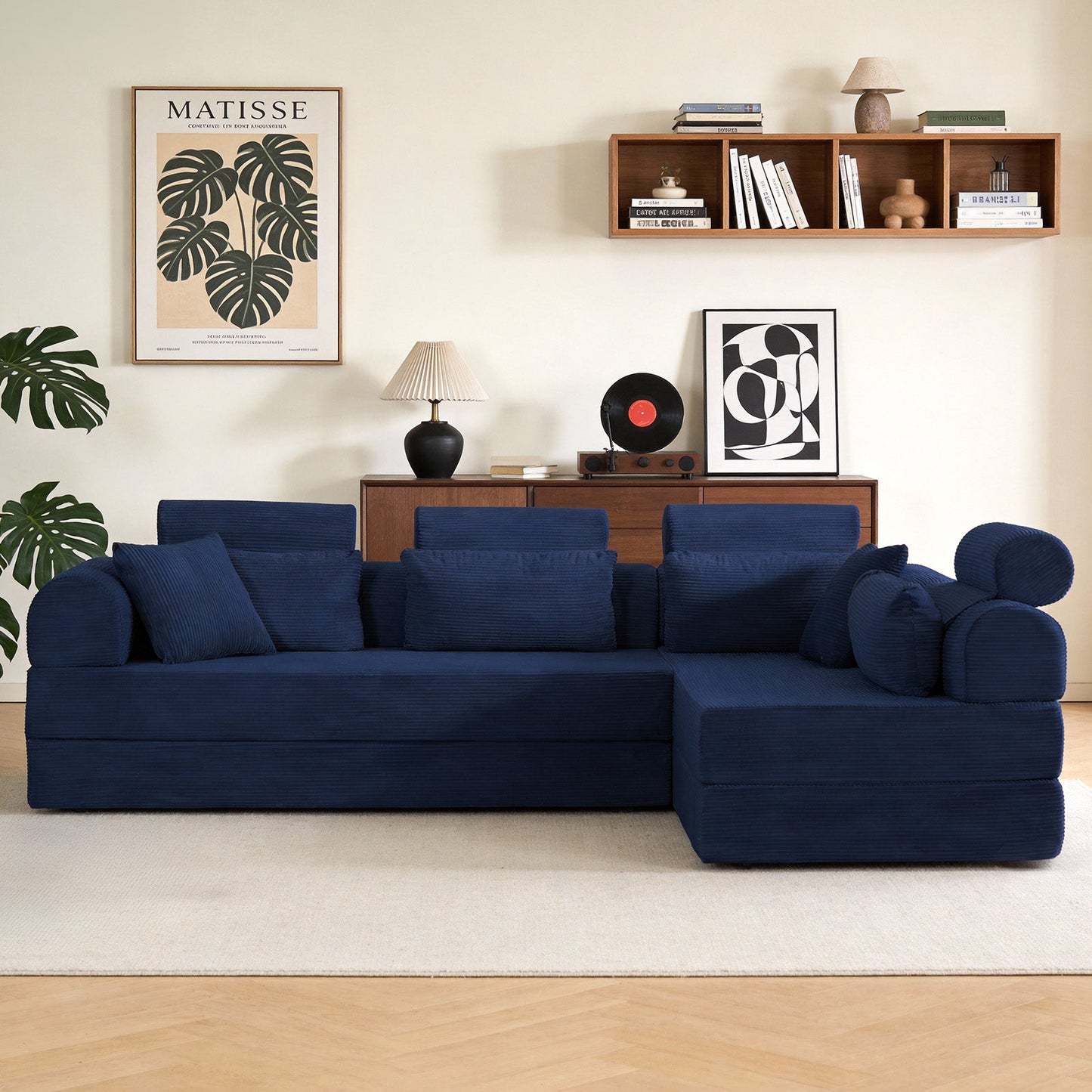L Shape Modular Sectional Sofa - Blue