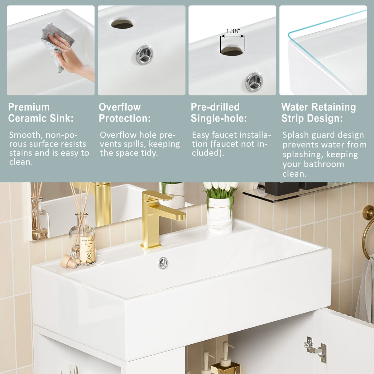 21.6" Left Side Storage Bathroom Vanity