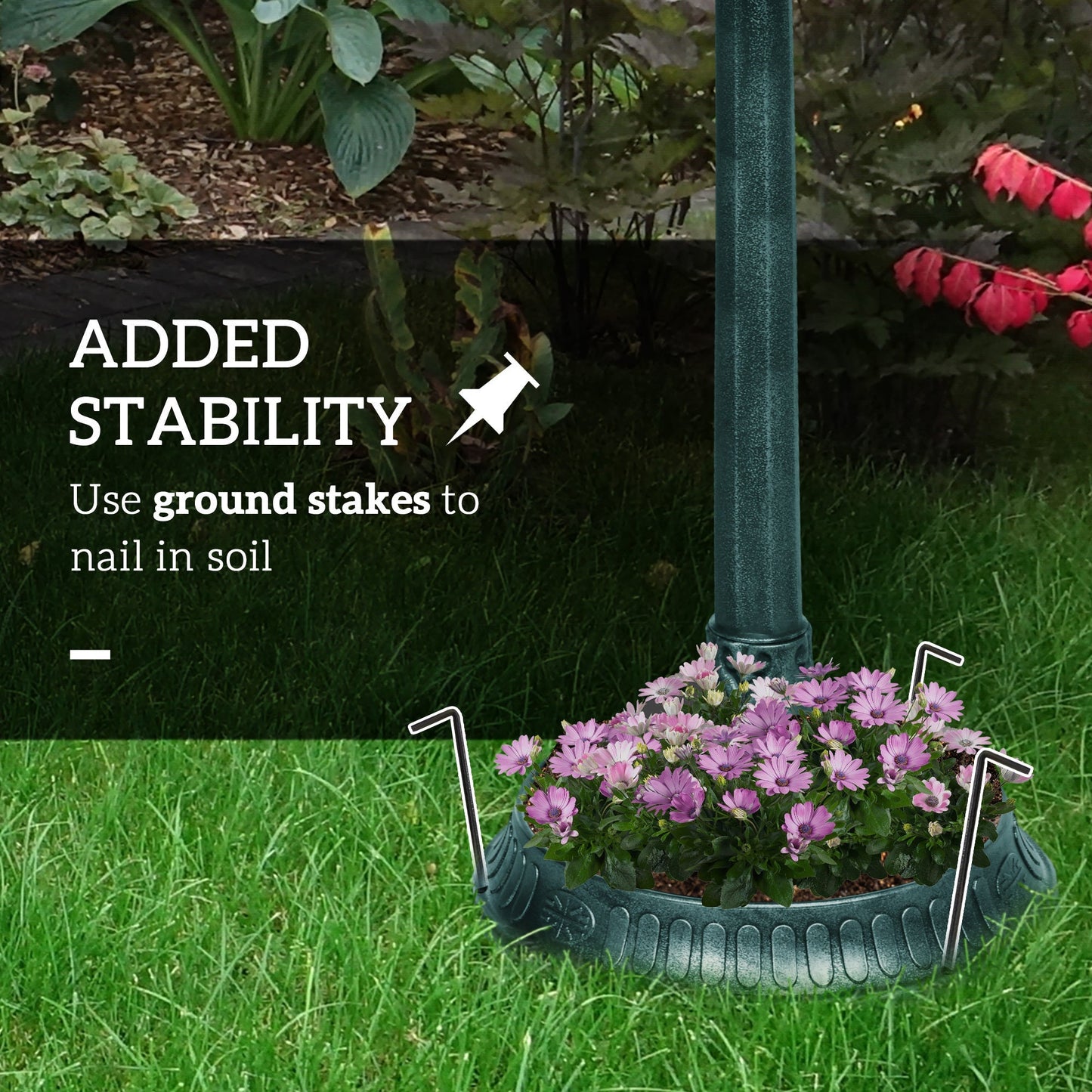 Outsunny 32" Antique Bird Bath with Pedestal Flower Planter Base