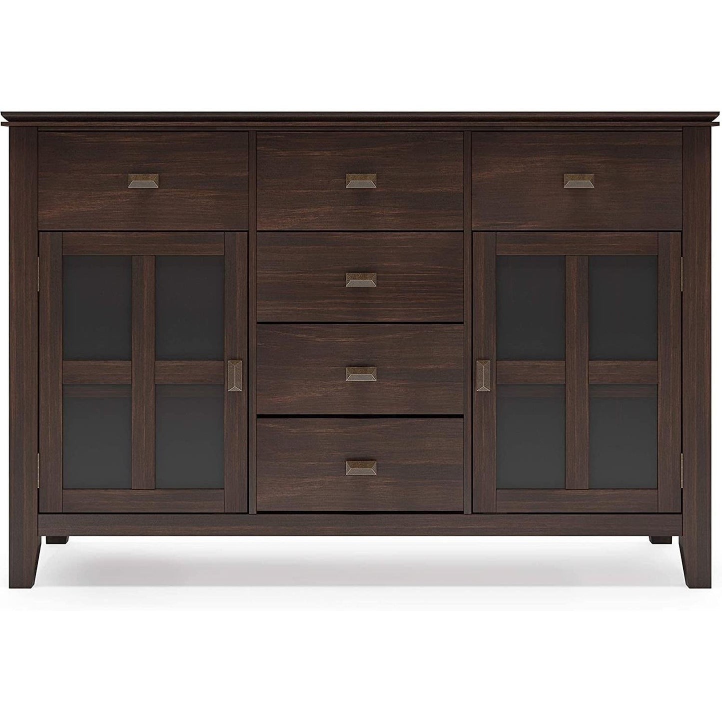 Chestnut Brown Contemporary Sideboard With Glass Doors