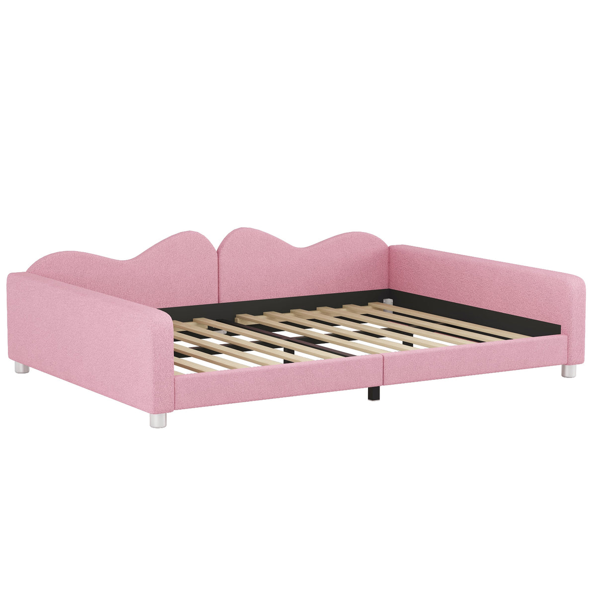 Full Size Upholstered Daybed with Cloud-Shaped Backrest