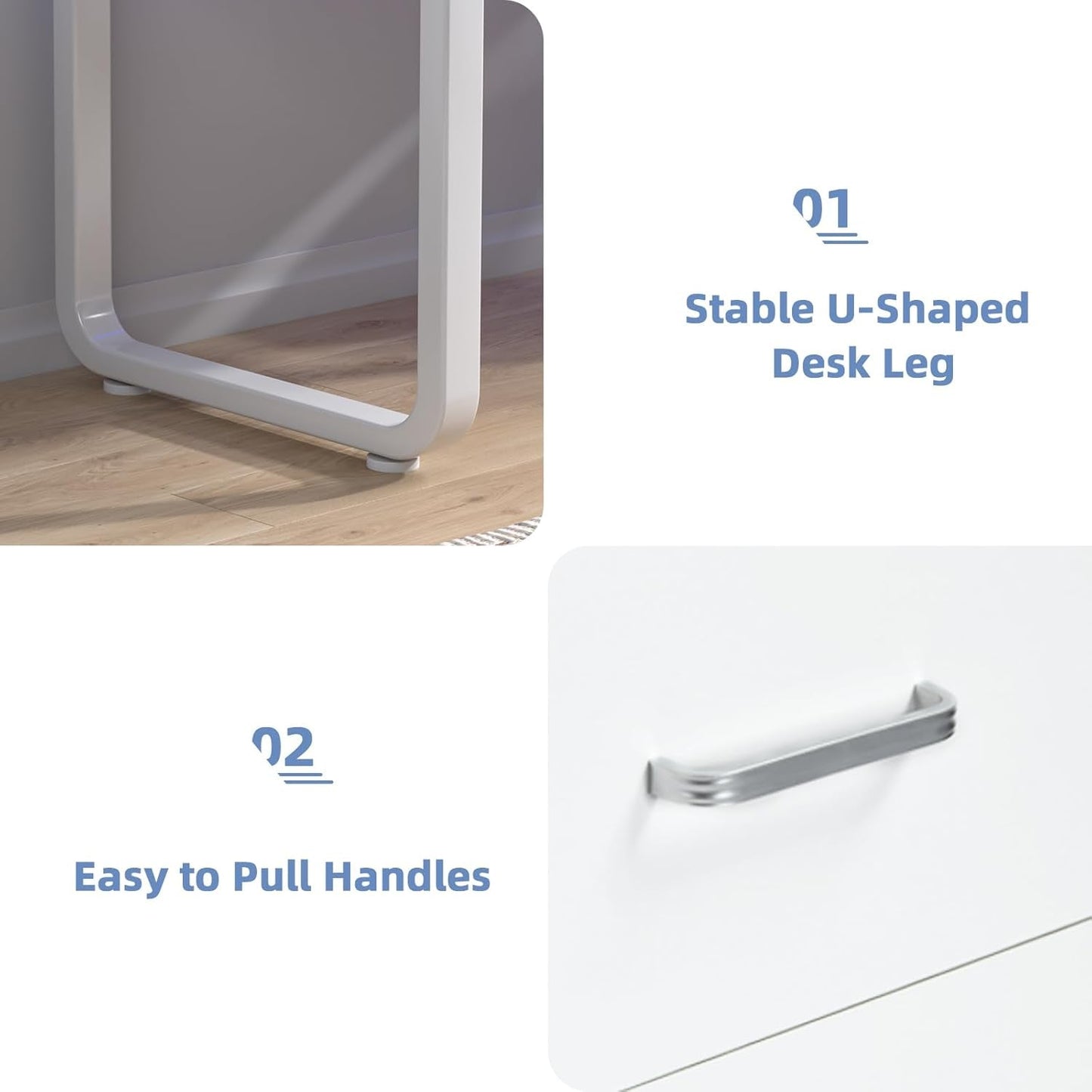 67 nch White Walnut Computer Desk With LED Lighting