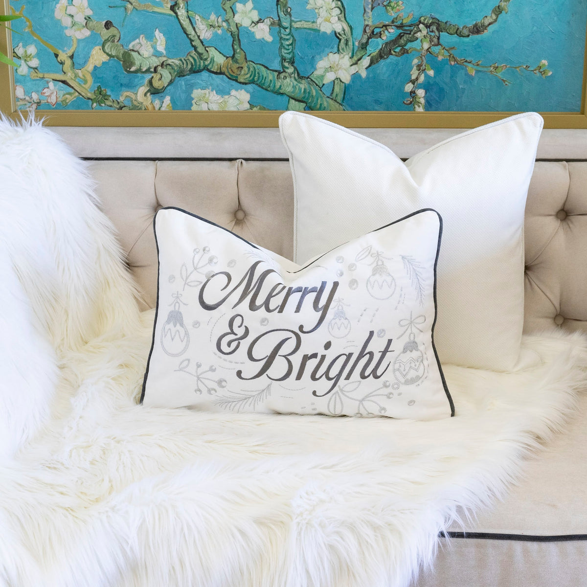 Merry & Bright Christmas Throw Pillow