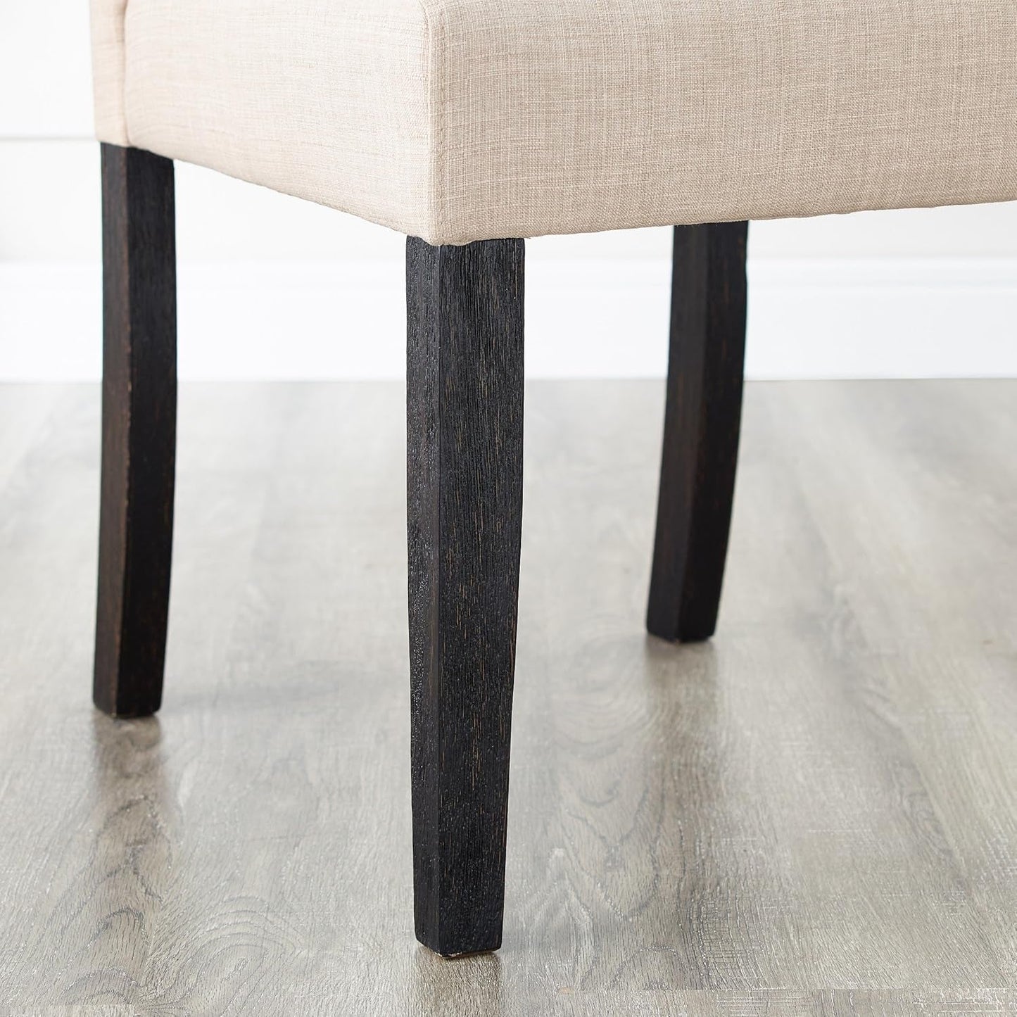 Tufted Solid Wood Dining Chairs Tan Set Of 2 Modern