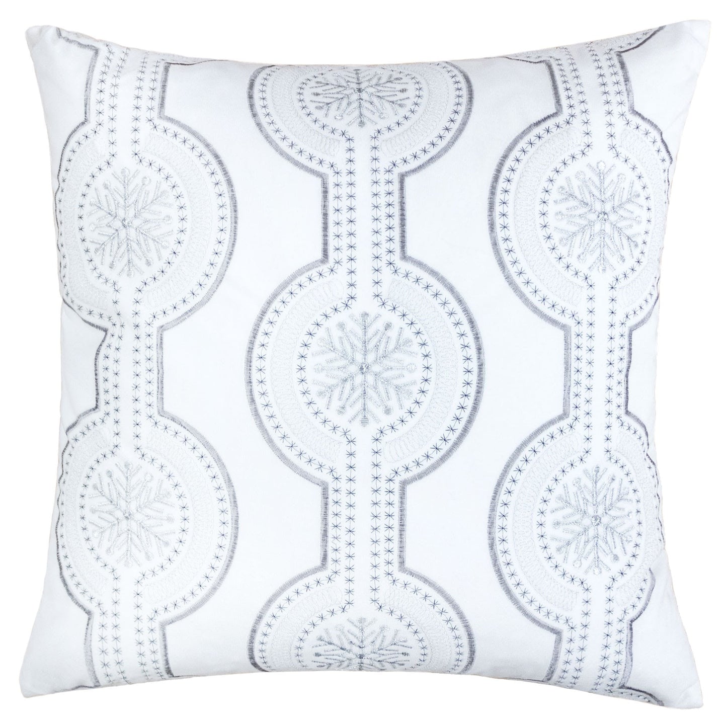 White Holiday Embroidered Velvet Throw Pillow with Insert 20x20 Set of 2