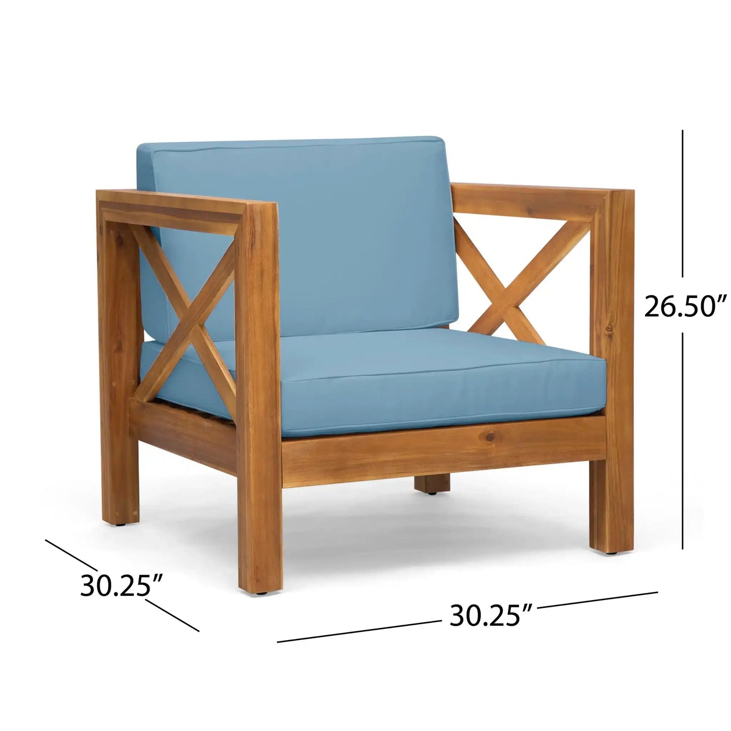 Brava Mid-Century Modern Club Chair With Water Resistant Cushions