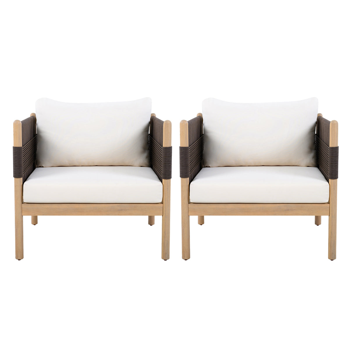 Outdoor Acacia Club Chairs (Set of 2) with Diamond-Pattern