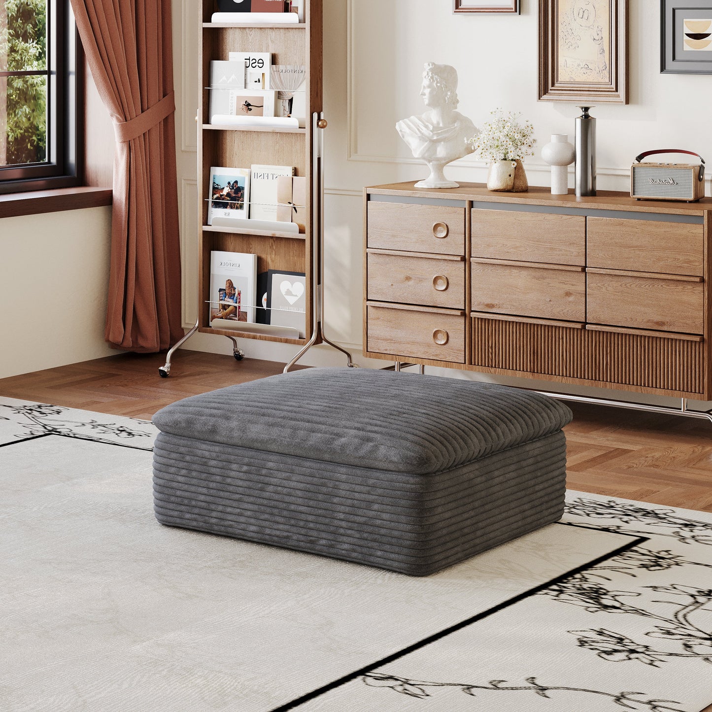 1 Middle Seat and Ottoman in Dark