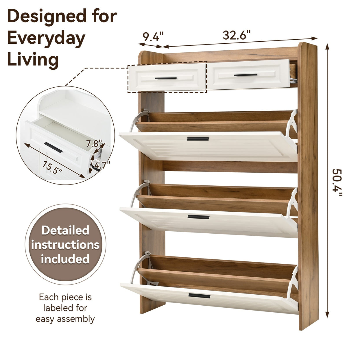 Narrow Shoe Storage Cabinet for Entryway